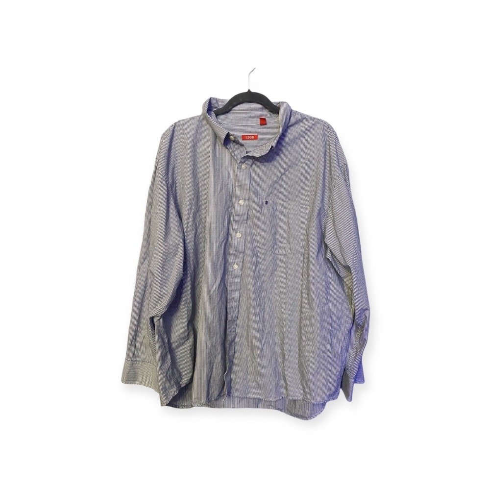 Izod Men's 2XL Blue Plaid Button‑Down Shirt Long Sleeve 100% Cotton Casual